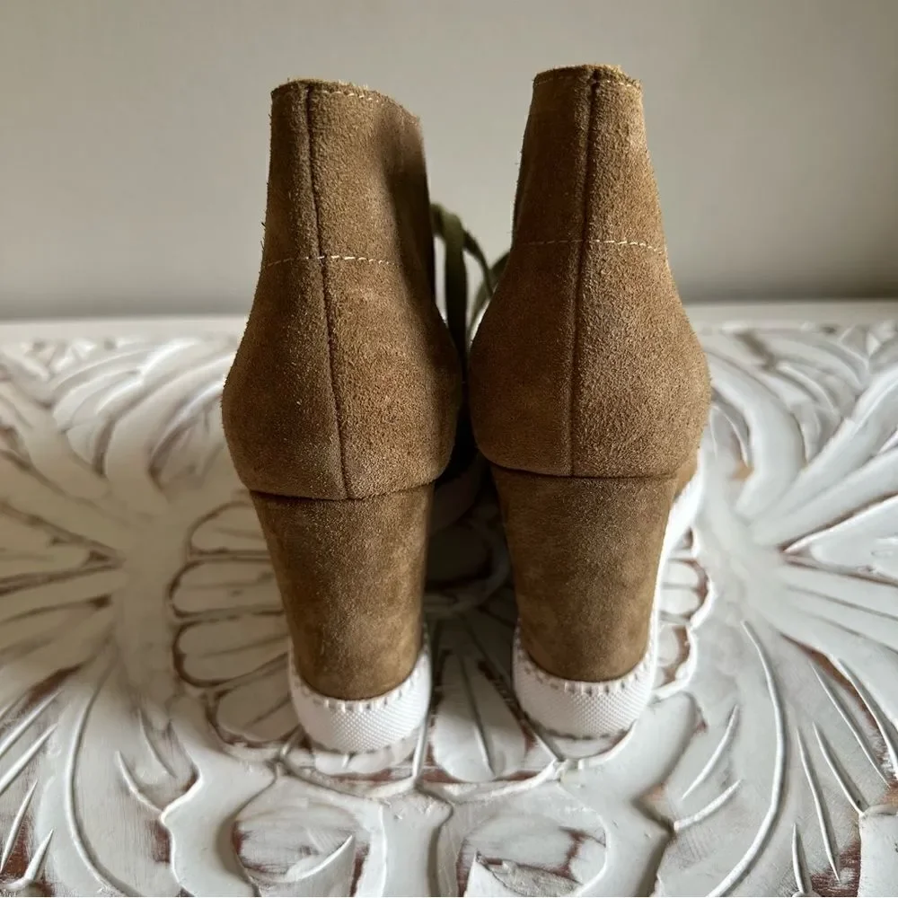 See By Chloe  Brown Suede Platform Wedge Ankle Booties